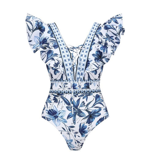 New V Neck Ruffle Swimwear Push Up Bathing Swimsuit CODE: KAR3988