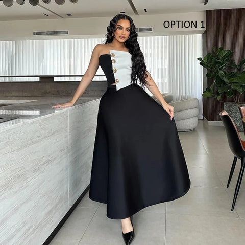 New Crop Top and Maxi Skirt 2 Piece Set CODE: KAR3989
