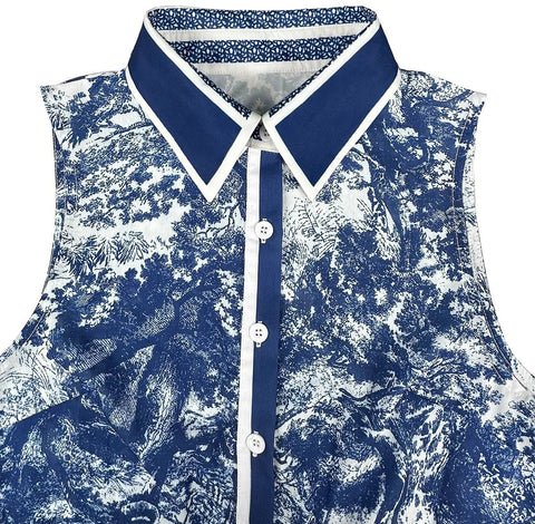 New Tie-dye Printing Sleeveless High Slit Patchwork Long Dress CODE: KAR3990