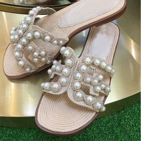 New Pearl Straw Beach High-end Comfortable Flat Sandal CODE: KAR3992