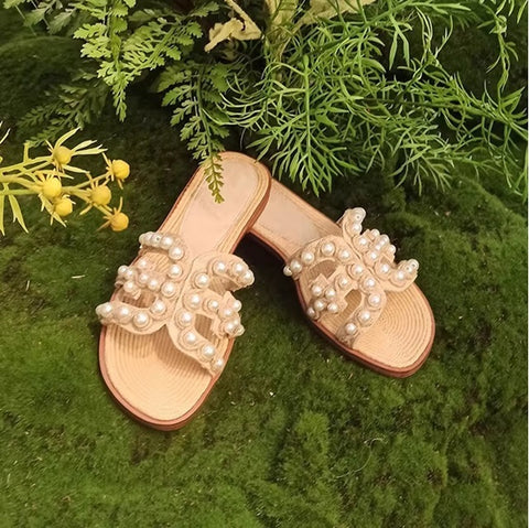 New Pearl Straw Beach High-end Comfortable Flat Sandal CODE: KAR3992