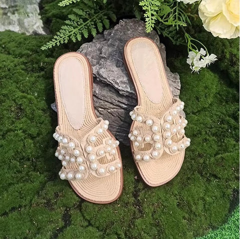 New Pearl Straw Beach High-end Comfortable Flat Sandal CODE: KAR3992
