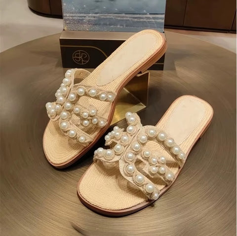 New Pearl Straw Beach High-end Comfortable Flat Sandal CODE: KAR3992