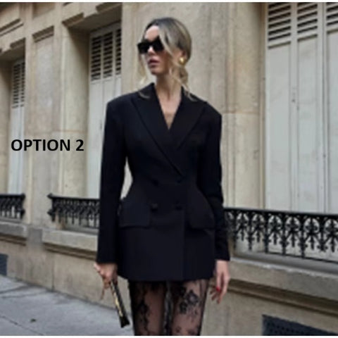 New Double-Breasted Blazer Coat and A-line High Waist Set CODE: KAR3993