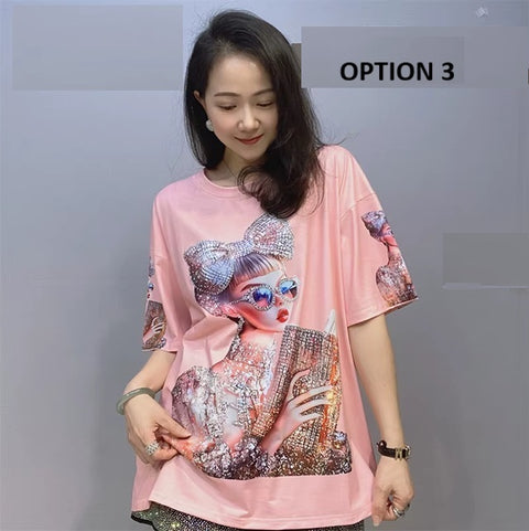 New O Neck Fashionable Print Short Sleeve T Shirt CODE: KAR3995
