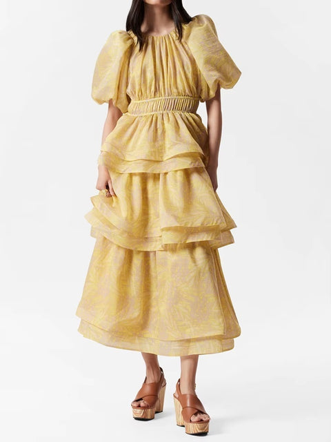 New O Neck Short Sleeve High Waist Long Dress CODE: KAR4020