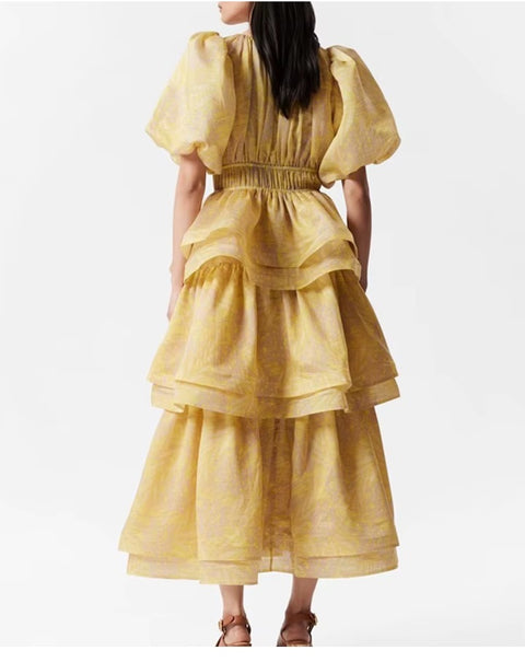 New O Neck Short Sleeve High Waist Long Dress CODE: KAR4020