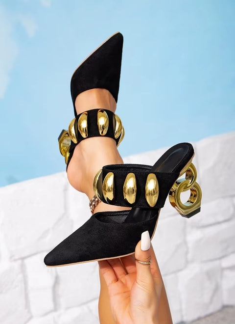 New Pointed-toe with Gold Metal Heels CODE: KAR4022