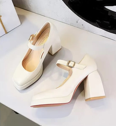 New Fashion Chunky Mary Jane Heels Classic Dress Shoes Platform CODE: KAR4104
