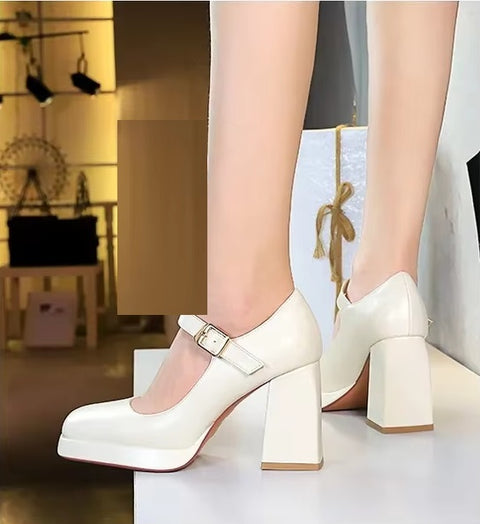 New Fashion Chunky Mary Jane Heels Classic Dress Shoes Platform CODE: KAR4104
