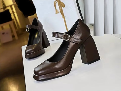 New Fashion Chunky Mary Jane Heels Classic Dress Shoes Platform CODE: KAR4104
