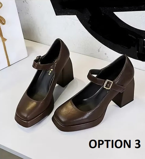 New Fashion Chunky Mary Jane Heels Classic Dress Shoes Platform CODE: KAR4104