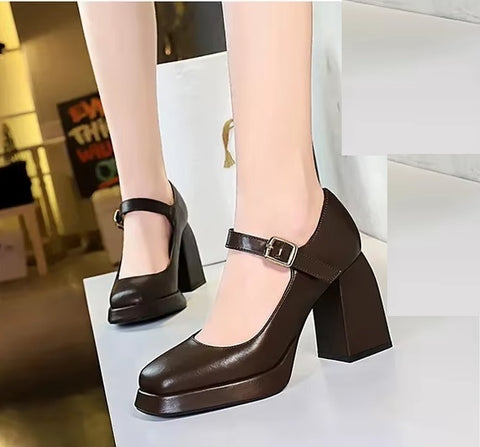 New Fashion Chunky Mary Jane Heels Classic Dress Shoes Platform CODE: KAR4104