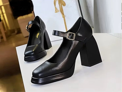 New Fashion Chunky Mary Jane Heels Classic Dress Shoes Platform CODE: KAR4104
