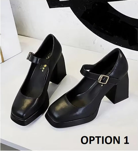 New Fashion Chunky Mary Jane Heels Classic Dress Shoes Platform CODE: KAR4104