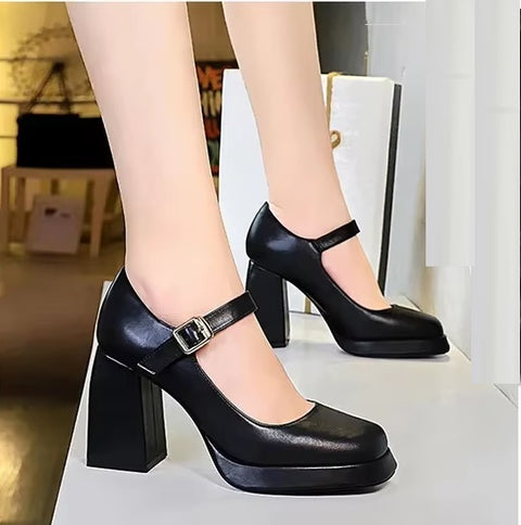 New Fashion Chunky Mary Jane Heels Classic Dress Shoes Platform CODE: KAR4104