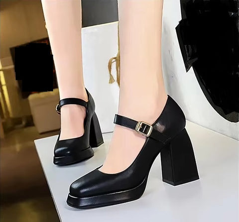 New Fashion Chunky Mary Jane Heels Classic Dress Shoes Platform CODE: KAR4104