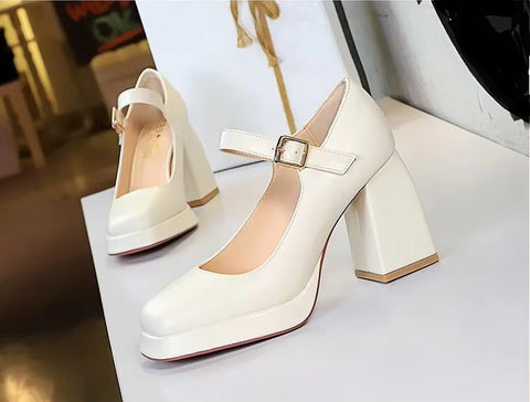 New Fashion Chunky Mary Jane Heels Classic Dress Shoes Platform CODE: KAR4104