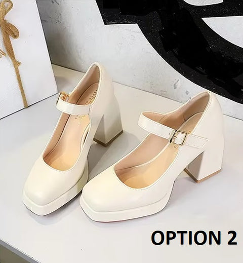 New Fashion Chunky Mary Jane Heels Classic Dress Shoes Platform CODE: KAR4104