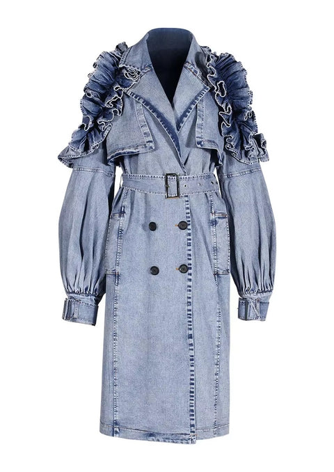 New Fashion Ruffle Trench Coat Long Dress CODE: KAR4310