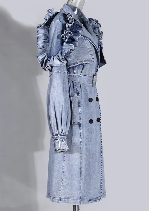 New Fashion Ruffle Trench Coat Long Dress CODE: KAR4310
