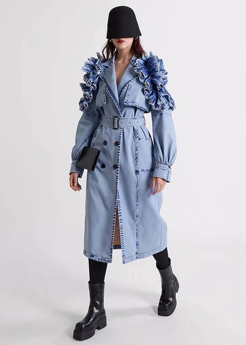 New Fashion Ruffle Trench Coat Long Dress CODE: KAR4310