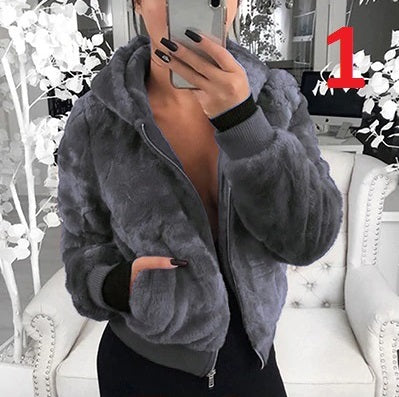 Faux Fur Hooded Pocket Jacket CODE: READY1382