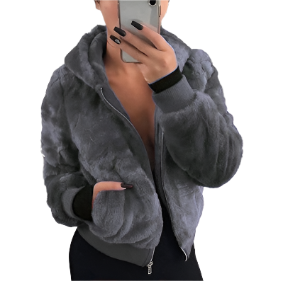 Faux Fur Hooded Pocket Jacket CODE: READY1382