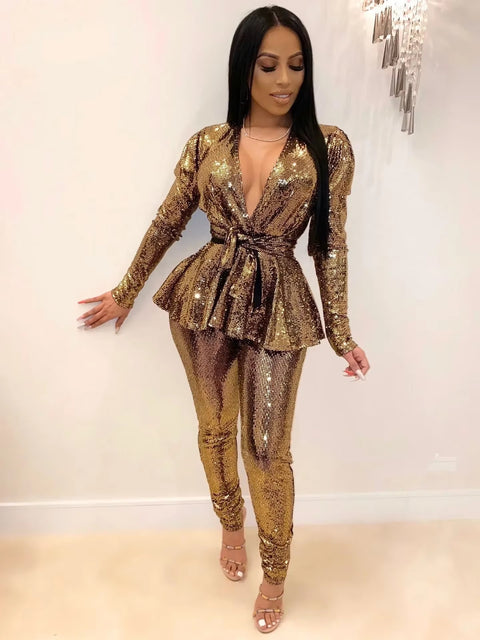 Women Two Piece Set Long Sleeve Sexy Deep CODE: KAR893
