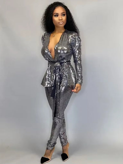 Women Two Piece Set Long Sleeve Sexy Deep CODE: KAR893