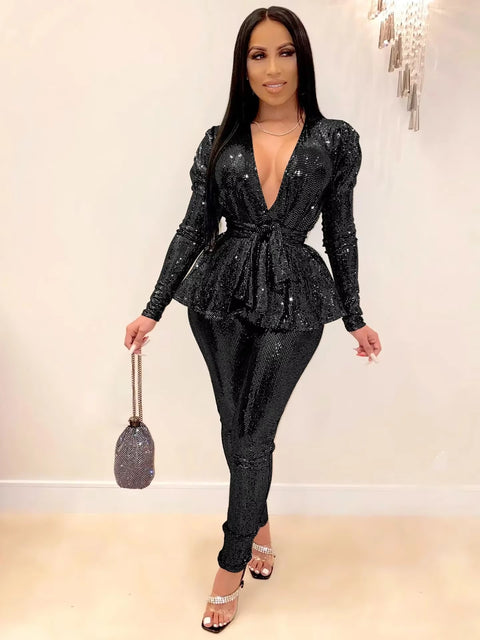 Women Two Piece Set Long Sleeve Sexy Deep CODE: KAR893