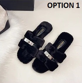 New Fashion fluffy cute designer fur slippers CODE: KAR4403