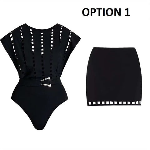 New Retro Floral Strappy Skirted Swimsuit CODE: KAR5252