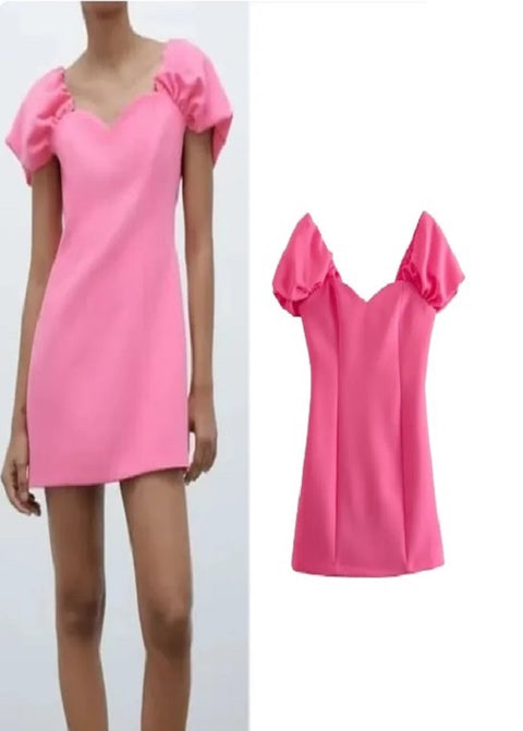 New Bright Short Sweetheart Collar Slim Fit Casual Dress CODE: READY1015