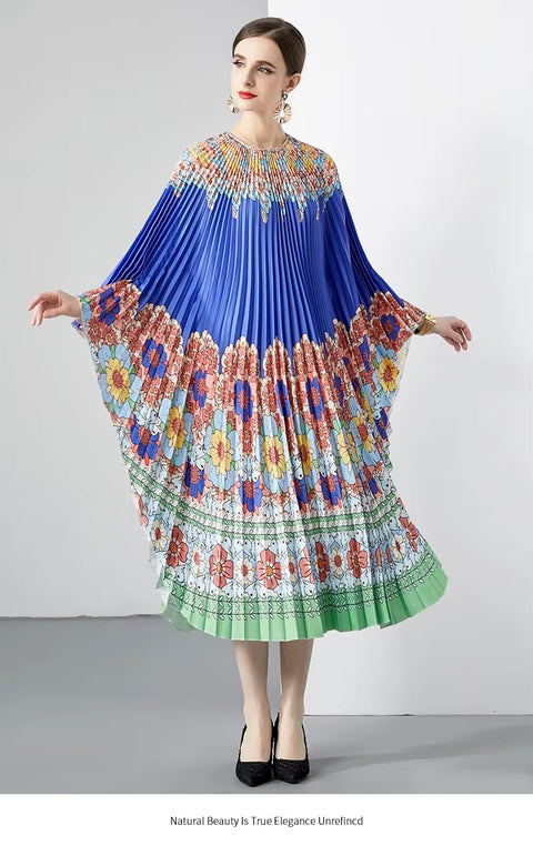 Summer Bat Sleeve Printed Dress CODE: READY1190