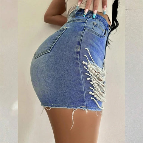 New Beading Patchwork Decoration Denim Shorts CODE: READY1284