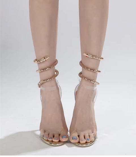 Ankle Snake Twine Around Accessory Transparent High Heel Sandal SIZE:37 CODE: READY1346
