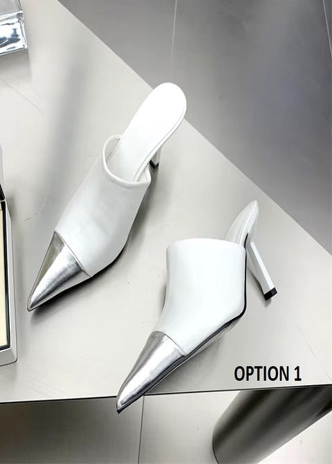 New Fashion Thin Low Pointed Toe Design Slip On Mules Slides Heels SIZE: 37 CODE: READY1348