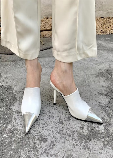 New Fashion Thin Low Pointed Toe Design Slip On Mules Slides Heels SIZE: 37 CODE: READY1348
