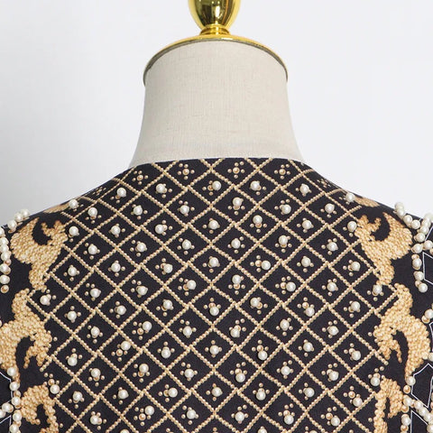 New V-neck Long Sleeve Luxurious Metallic Beaded Jacket CODE: READY1353