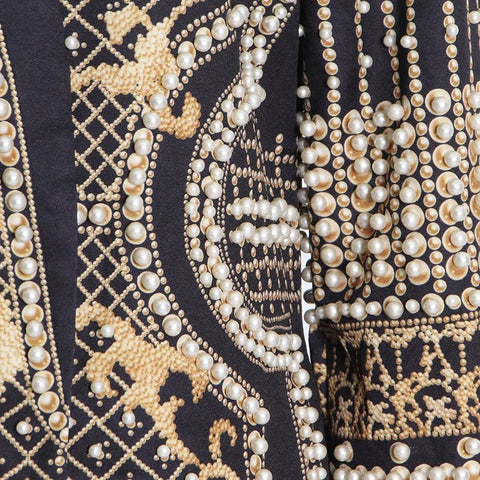 New V-neck Long Sleeve Luxurious Metallic Beaded Jacket CODE: READY1353