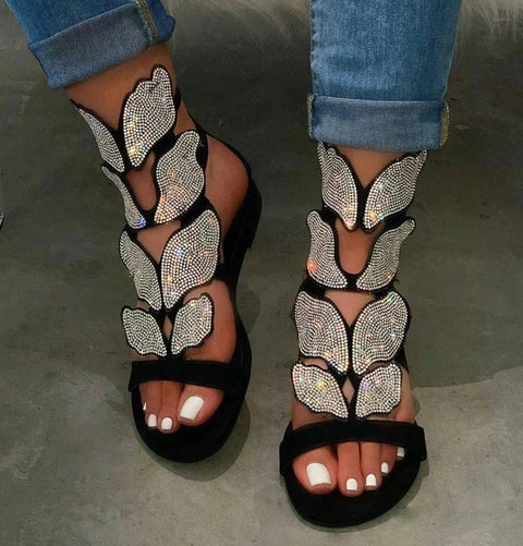 Rhinestone Flat Ankle Strap Buckle Gladiator Sandal SIZE: 37,41 CODE: READY1365