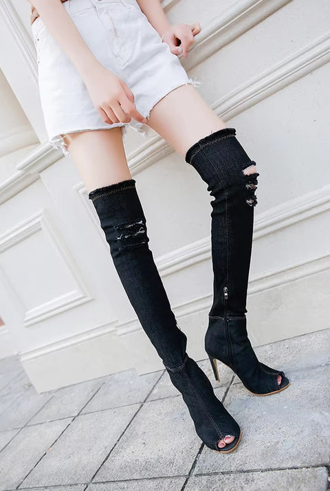 Open sock high heel zipper side heel boot SIZE: 36,39,41 CODE: READY1373