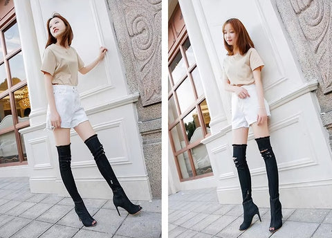 Open sock high heel zipper side heel boot SIZE: 36,39,41 CODE: READY1373
