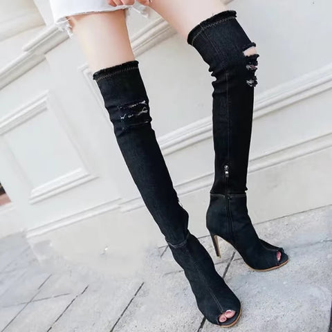 Open sock high heel zipper side heel boot SIZE: 36,39,41 CODE: READY1373