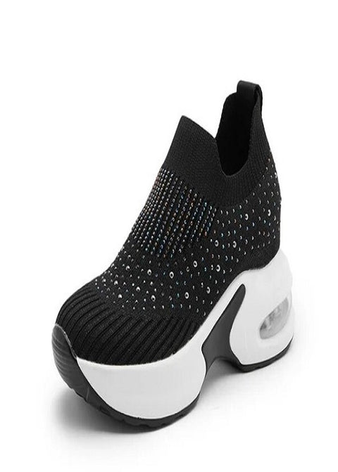 New Rhinestone Breathable Mesh Sneakers Round Head Solid Shoe SIZE: 40 CODE: READY1503