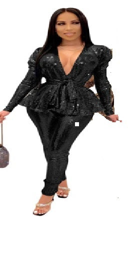 New Long Sleeve Sexy Deep Two Piece Set CODE: READY1547