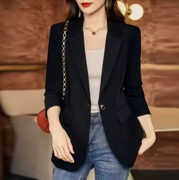 New Autumn Long Sleeve Slim Chic Office Lady Notched Solid Jacket CODE: READY1554