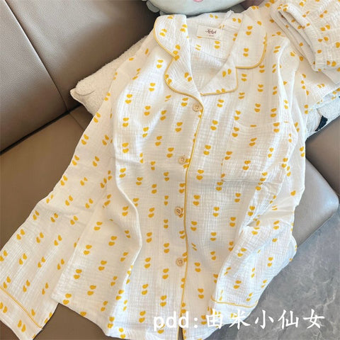 New Flower Printing Household Loungewear Sleepwear Pajamas Set CODE: READY1593