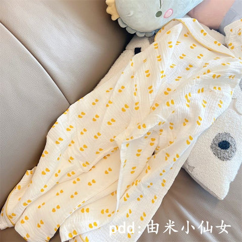 New Flower Printing Household Loungewear Sleepwear Pajamas Set CODE: READY1593